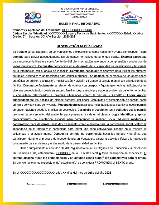 Boletín Informativo Final de 4to 5to 6to Informe Descriptivo Final