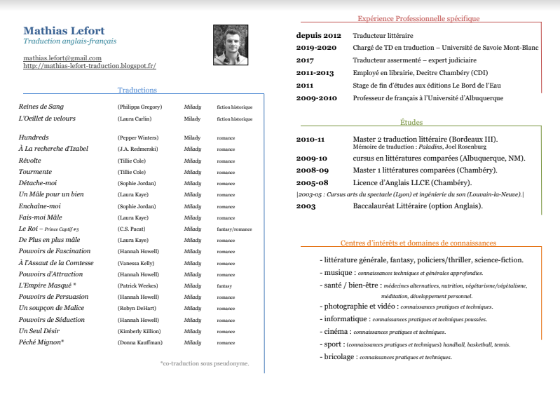 Mathias Lefort Traduction Cv
