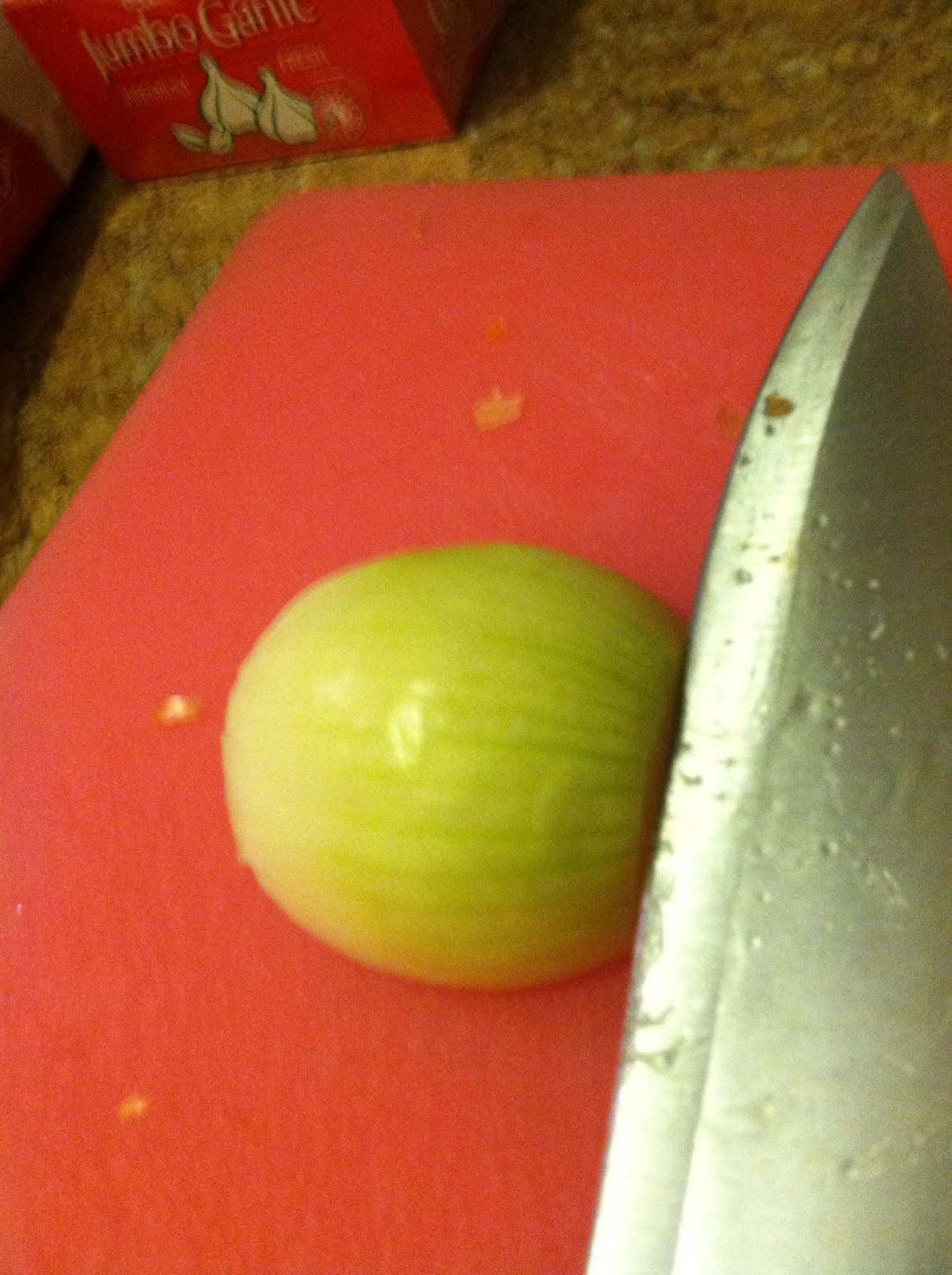 Gas Stove Girl Chopping Garlic and Onions