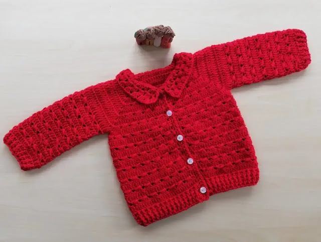 Como Tejer Chaqueta Roja de bebé a Crochet