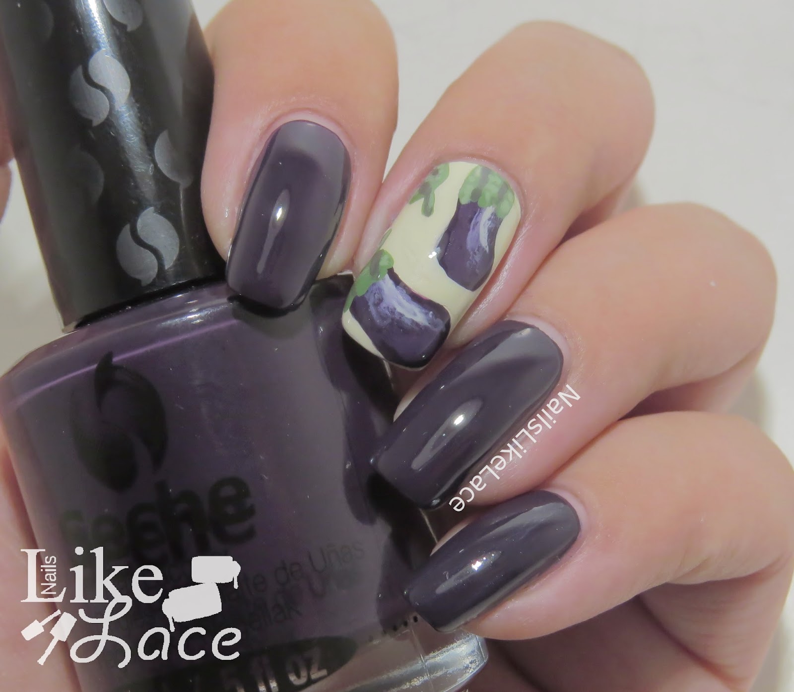 NailsLikeLace Eggplant Nail Art