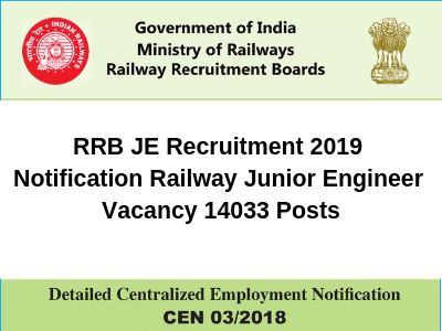 Railway Recruitment 2019 || Apply for JE, Depot Material Superintendent, Chemical & Metallurgical Asst – 14033 Posts  