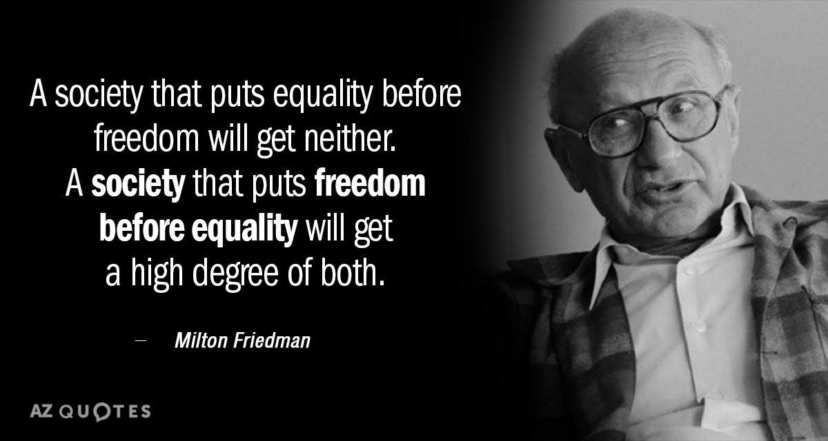 FreeState Now Professor Milton Friedman Equality and Freedom