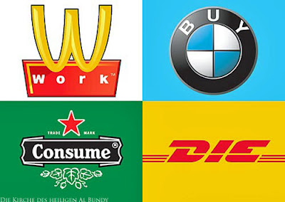 Witzige Logos - Arbeiten, kaufen, Konsum, sterben Witzige Logos - Arbeiten, kaufen, Konsum, sterben