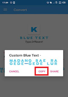 cara menulis tulisan warna biru di fb lite android 