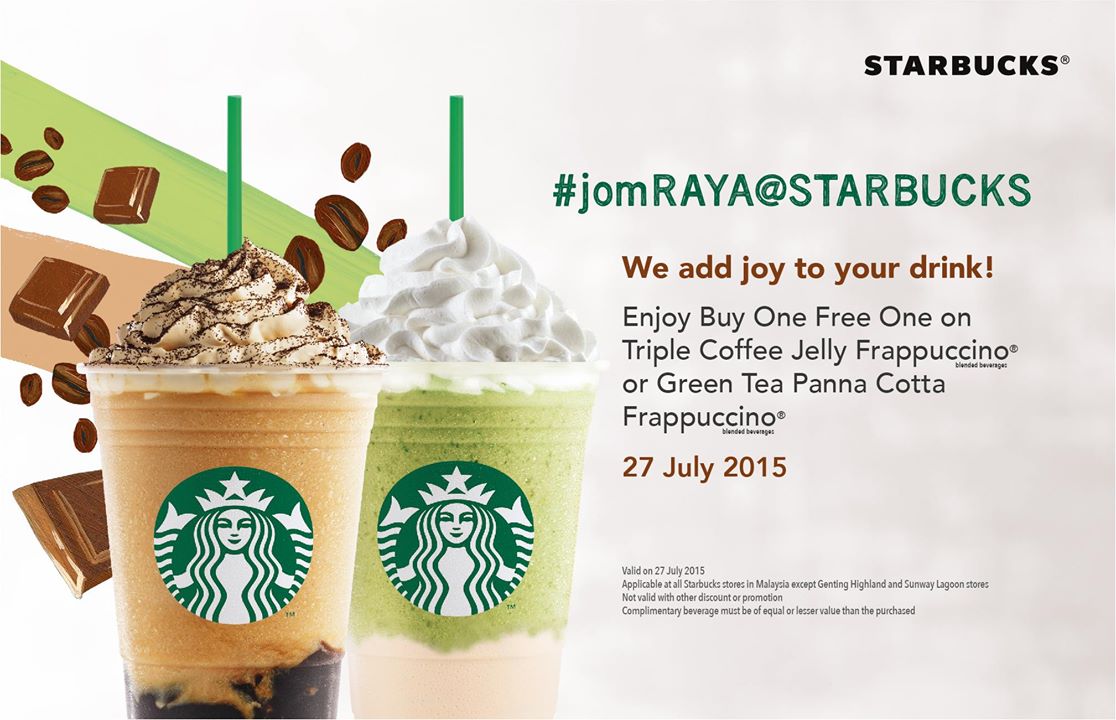 BestLah Starbucks Enjoy Buy 1 FREE 1 Frappuccino (27 July)