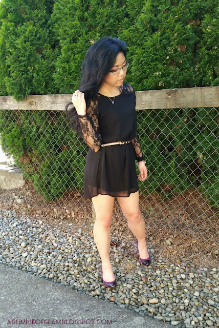 Little Black Dress OOTD with Lace Sleeves Banggood - Andrea Tiffany aglimpseofglam Little Black Dress OOTD with Lace Sleeves Banggood - Andrea Tiffany aglimpseofglam