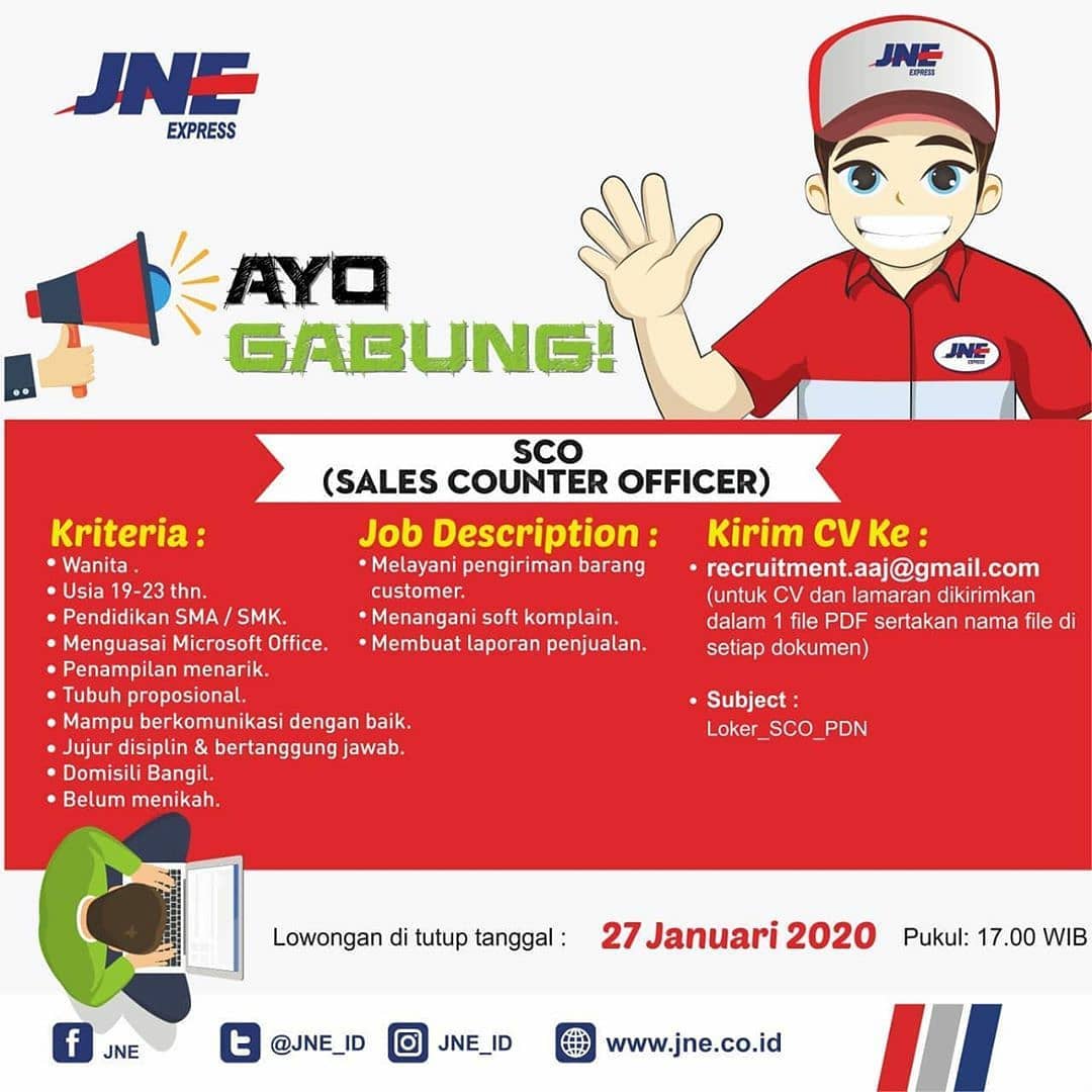 Lowongan Kerja Sco Sales Counter Officer Di Jne Express Lockerjob