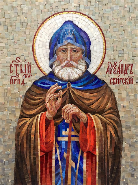 Мозаичная икона Св. Александр Свирский