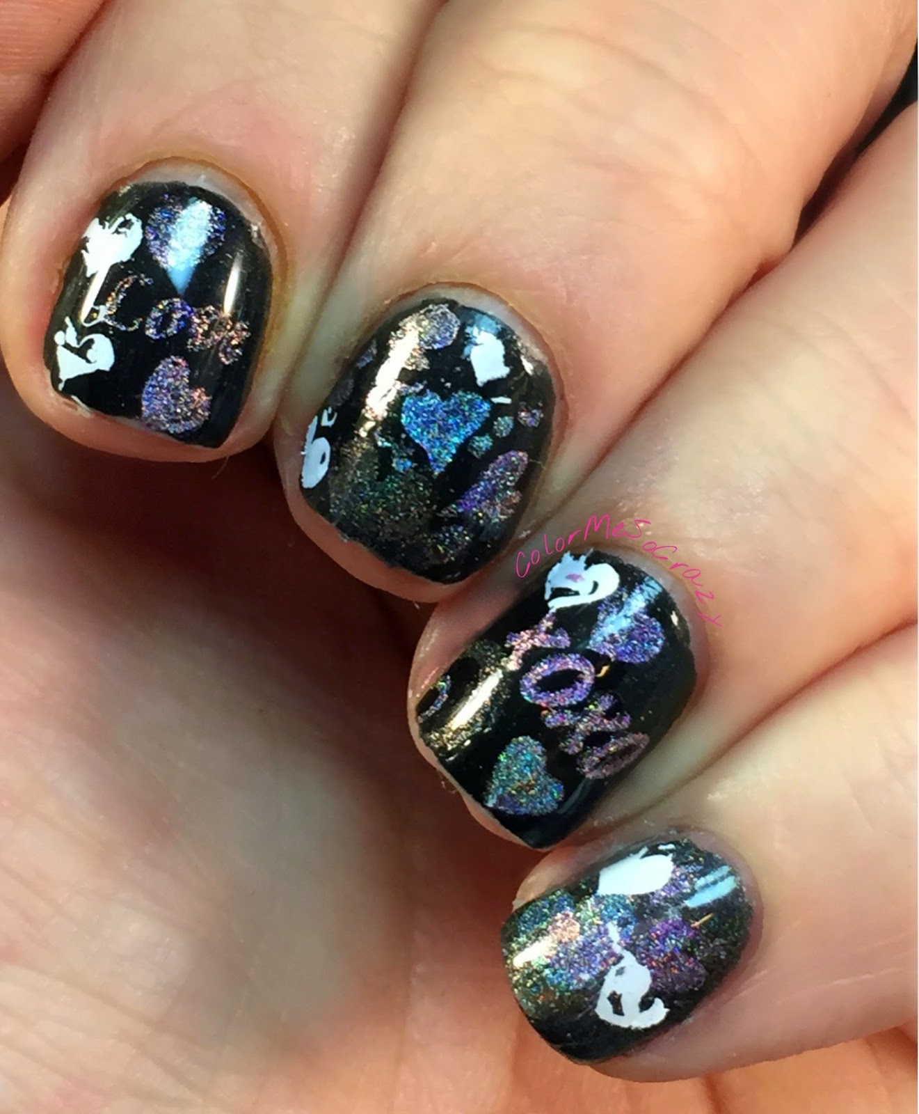 holo, color club holo, just rica, stamping, 52 week challenge, film nails