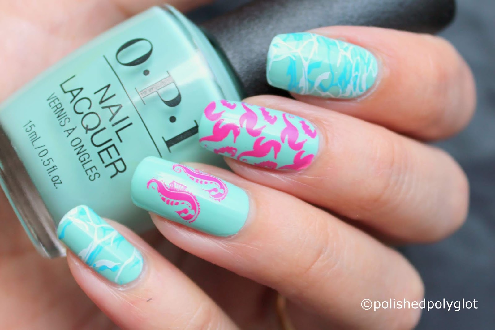 Nail Art │ Summer Manicure with Seahorses [Nail Crazies Unite ...