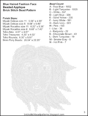 Free brick stitch seed bead applique pattern letter chart.