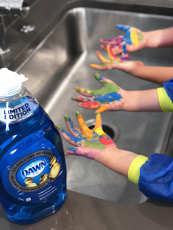 hands paint brushes clean painting soap dawn dish oil touch cleaning then before way based washing stains