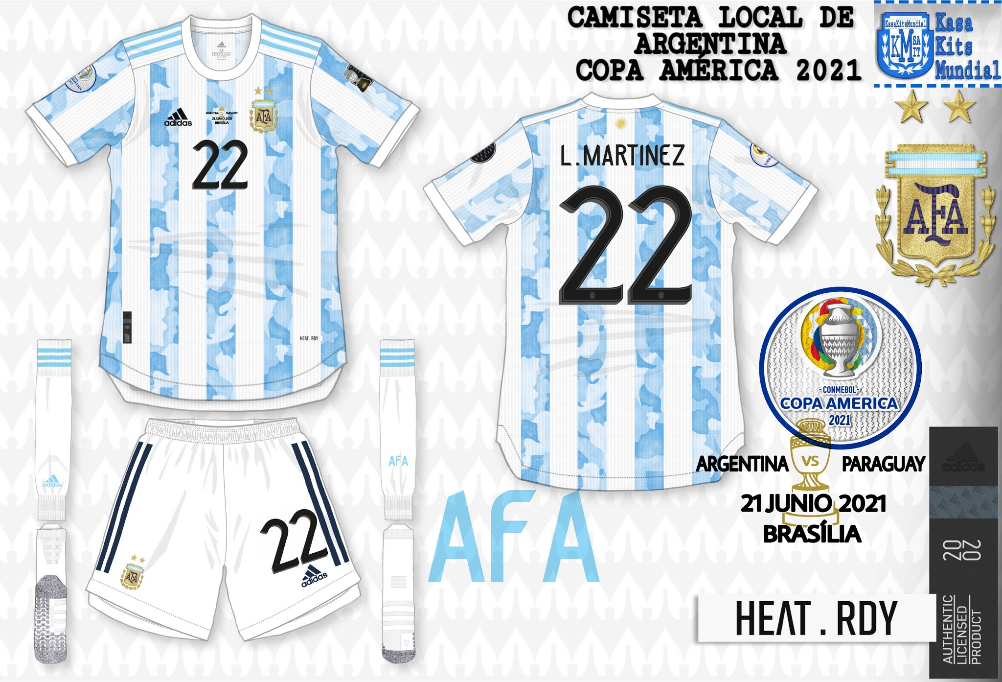 CasaKits Mundial Camiseta de Argentina Copa América 2021
