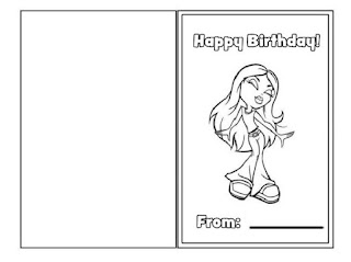 Happy birthday greeting card coloring page