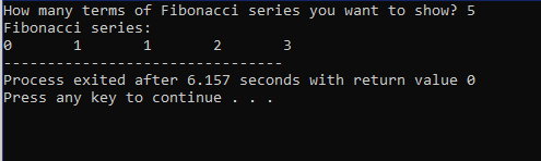 C++ Program to print Fibonacci Series