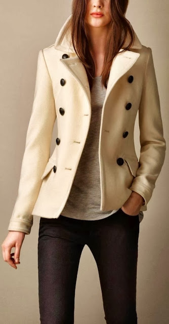 Stylish Cream Color Wool Coat