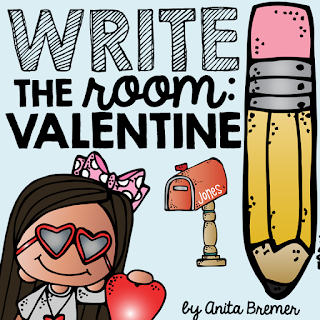 Valentine's Day write the room literacy activity center