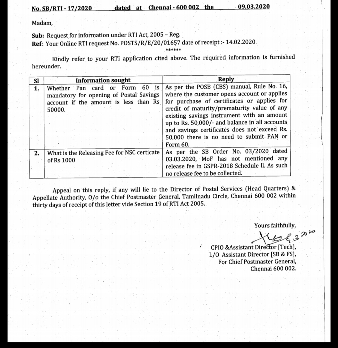 rti-reply-regarding-releasing-fee-for-nsc-certificates-and-submission