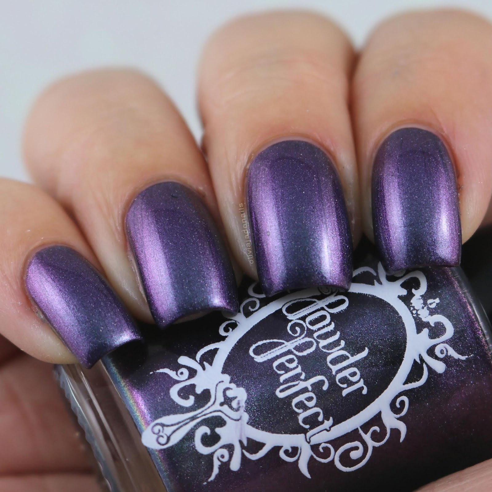 Powder Perfect Fog Is Rolling In swatched by Olivia Jade Nails