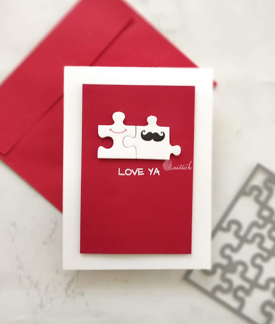 Your next stamp Puzzle die, MFT puzzle die ideas, DIY Box, DIY puzzle game, Craft for kids, Your next stamp guest designer, quillish, Aniiversary card with puzzle die, Mr and Mrs card, Valentine's day love card, love puzzle die card