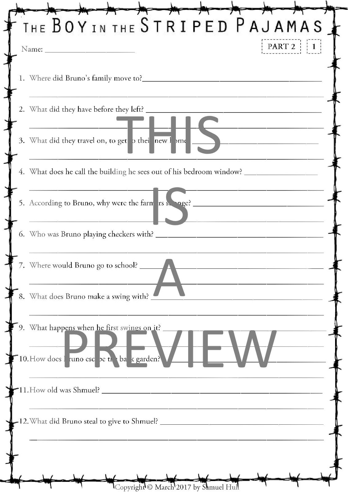 The Boy in the Striped Pyjamas (2008) Movie Questions + Activities