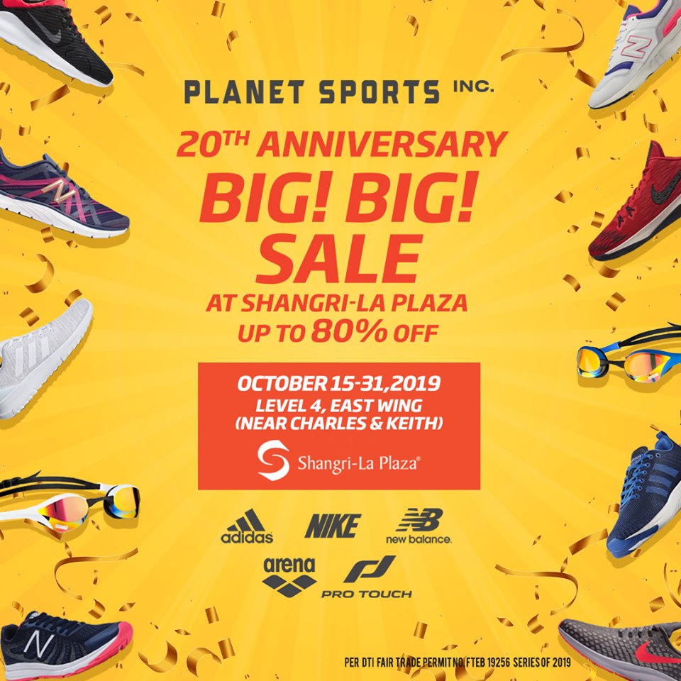 Manila Shopper Sports 20th Anniv Big Big SALE Oct 2019