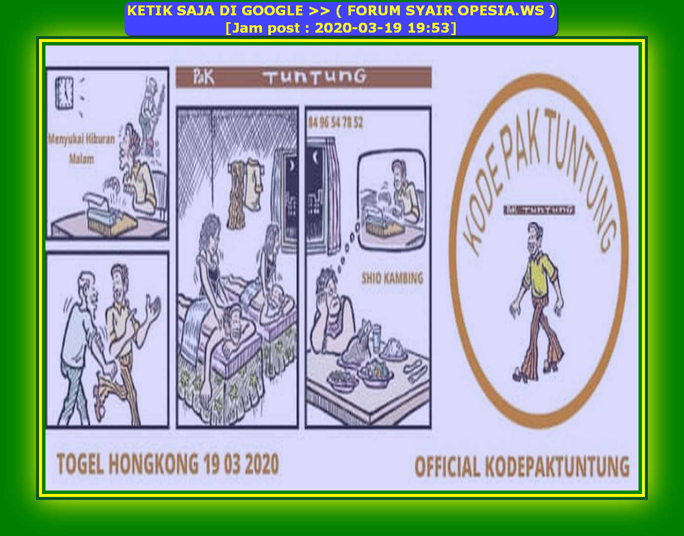 Kode Syair Hongkong 19 Maret 2020 Forum Syair Togel Hongkong Singapura Sydney