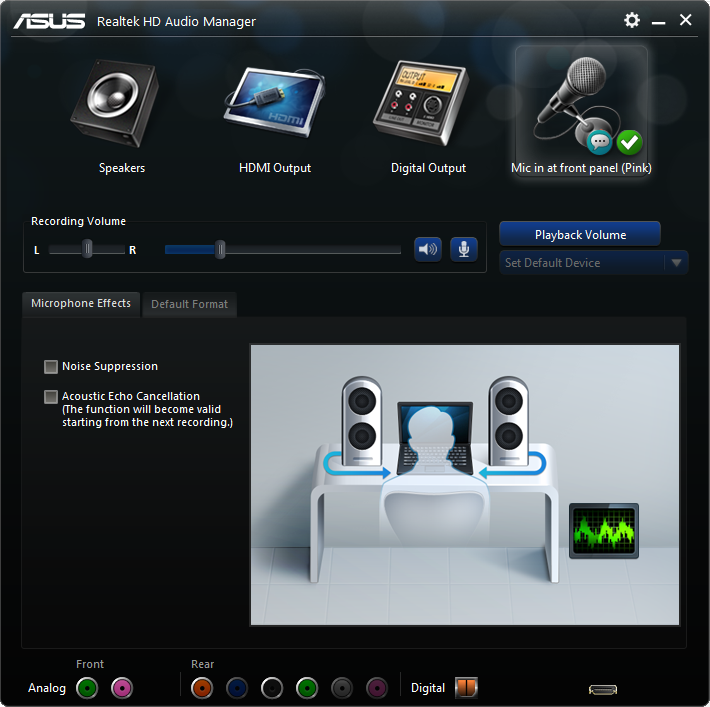 asus realtek hd audio manager reverse stereo