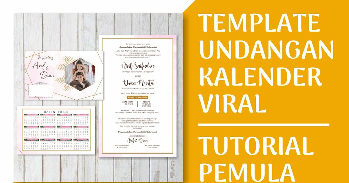 Download Desain Undangan Pernikahan Lipat Tiga Kalender