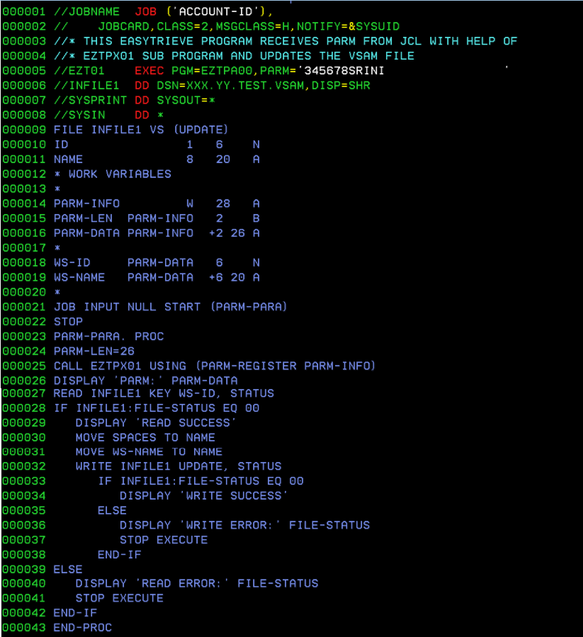 I am a Mainframer How to pass PARM values from JCL to Easytrieve and