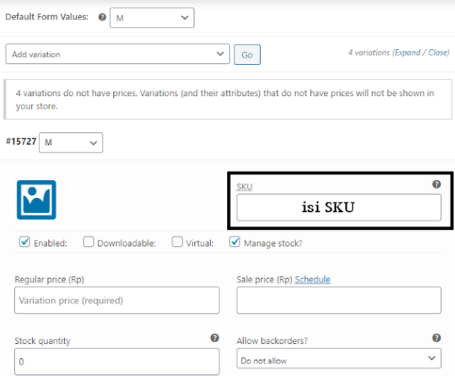 Membuat multiple SKU woocommerce