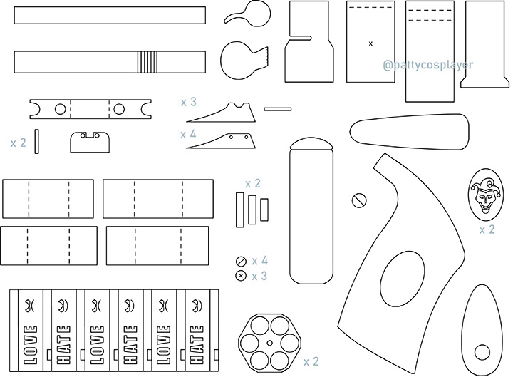 Harley Quinn Revolver Tutorial DIY + template
