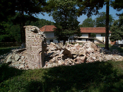 The destruction of the Church of the Holy Trinity by the religion of peace in 1999. Serbian Orthodox Diocese of Raska and Prizen Kosovo