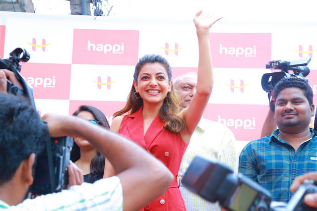 Kajal Aggarwal In Red Dress At Happi Mobiles Launch 64