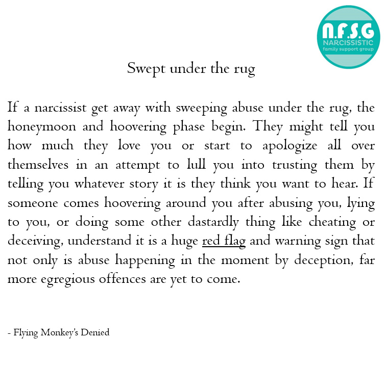 Swept under the rug Narcissistic Family Support Group