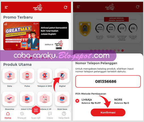 Transaksi Kuota Data Games 30gb Melalui Digipos Aja Telkomsel Coba Caraku