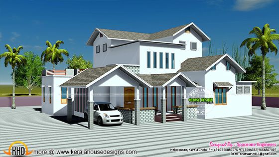2250 square feet slop roof home plan