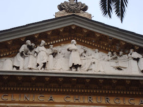 Gaetano Russo sculpted the figures in the pediment over the entrance to the Policlinico Umberto I in Rome