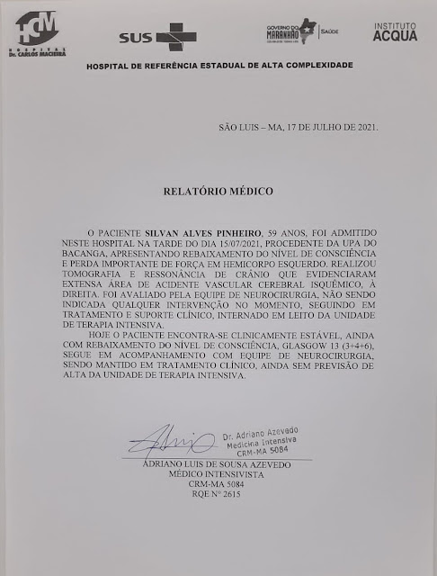 Estado de saúde do apresentador Silvan Alves Silvan Alves continua internado em UTI