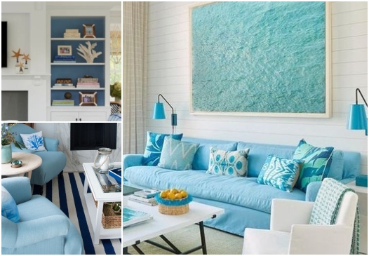 Blue Living Room Design Decor Ideas, Beach Living Room Design Ideas