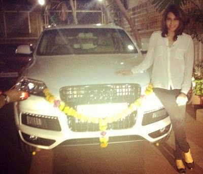Bipasha Basu snapped with her Latest Car Audi Q7