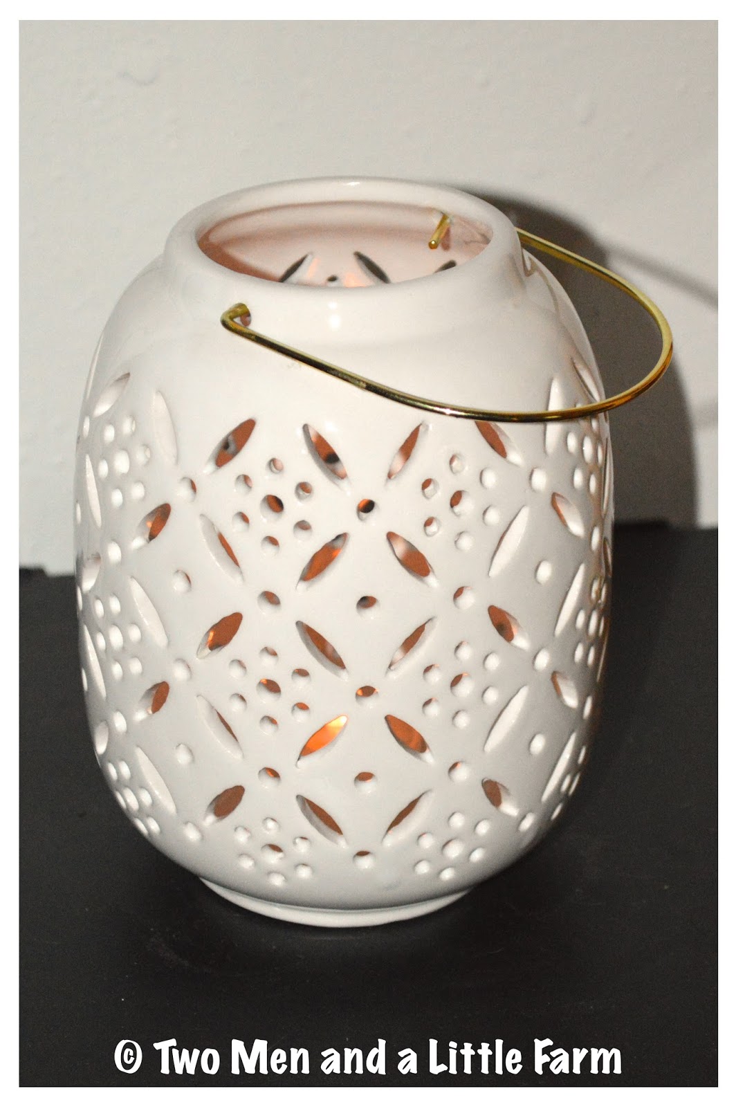 Two Men and a Little Farm CERAMIC CANDLE LANTERNS THRIFT STORE FIND