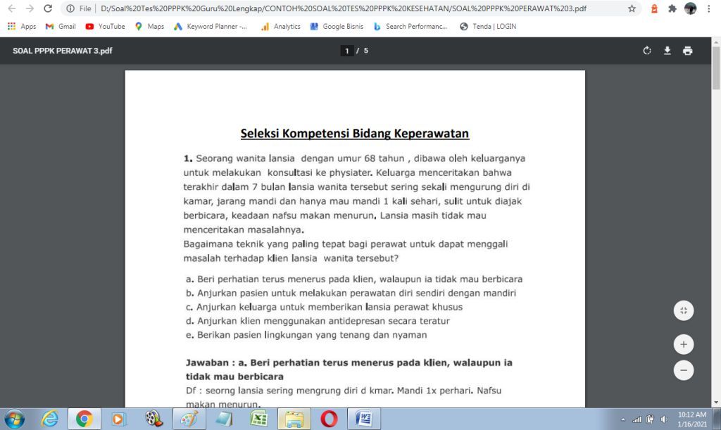 Contoh soal tes PPPK bidang keperawatan dan jawabannya Contoh soal tes PPPK bidang keperawatan dan jawabannya