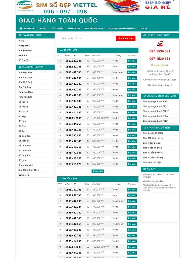 Template blogspot bán sim viettel mobifone vinaphone chuẩn seo