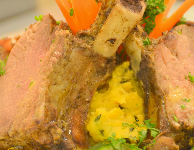 Poached Prime Ribs and Herbed Mashed Camote Recipe