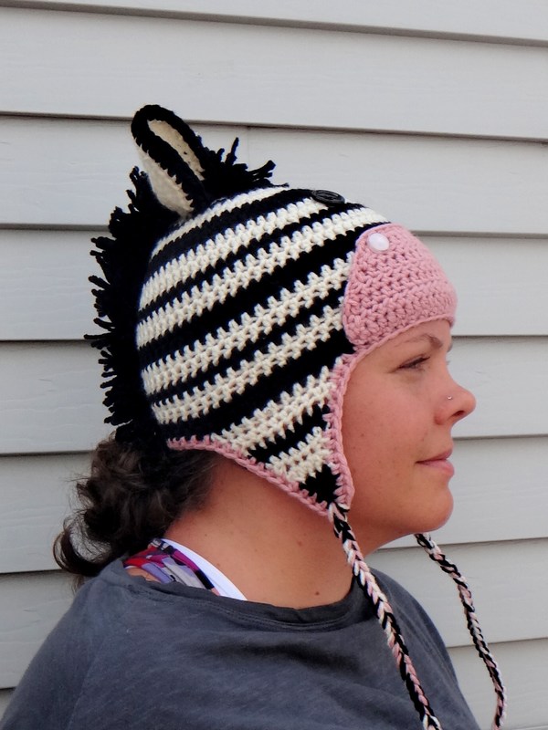 Grandma Swills' Handcrafted Knits Handmade Crochet Adult Zebra Hat