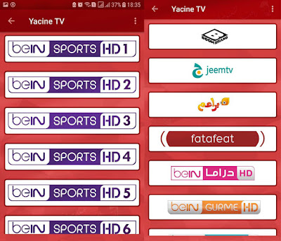 واجهة تطبيق ياسين تي في yacine-tv