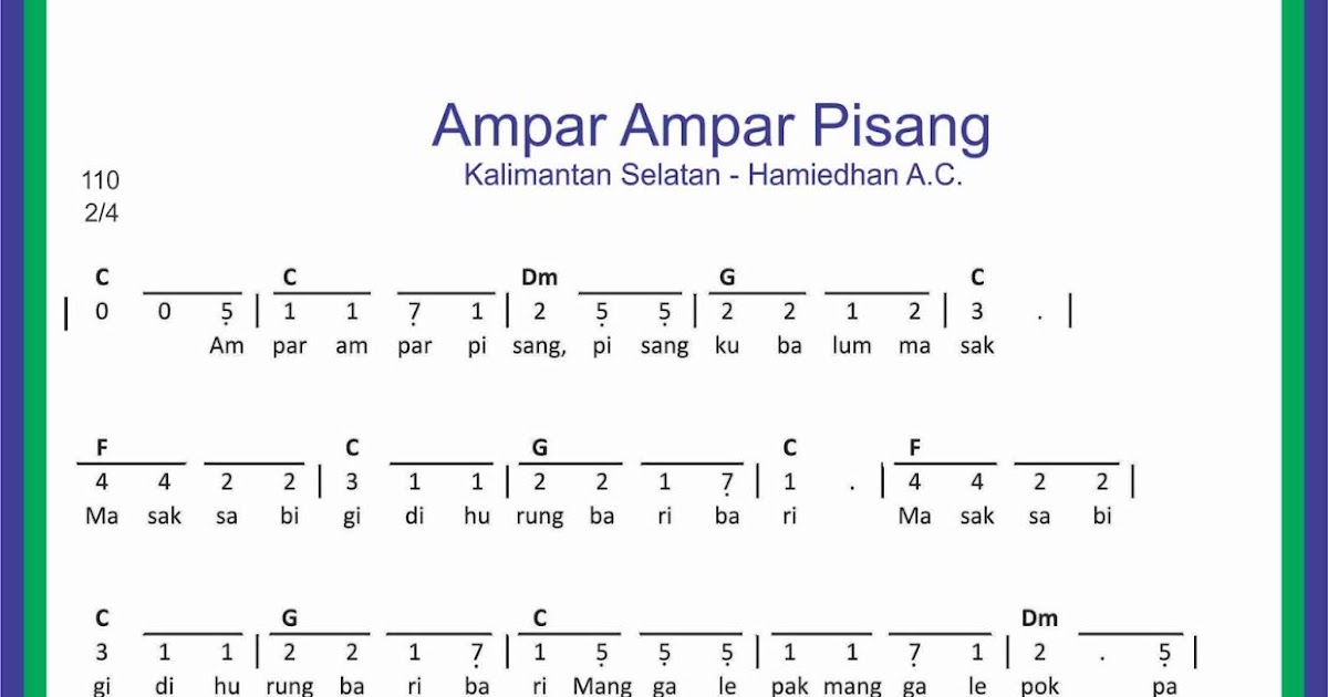 Not Angka Lagu Ampar Ampar Pisang Sekitar Musik Not Angka Lagu Ampar Ampar Pisang Sekitar Musik