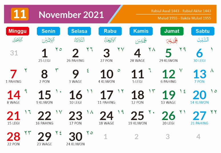 Kalender Bulan November 2021 dan Hari Peringatannya - Enkosa.Com
